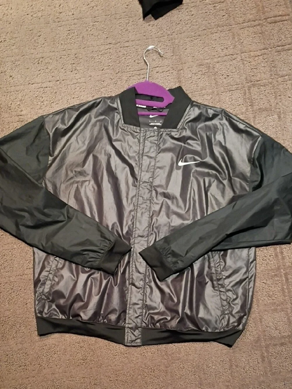 Nike Black Windbreaker Jacket with Reflective Swoosh